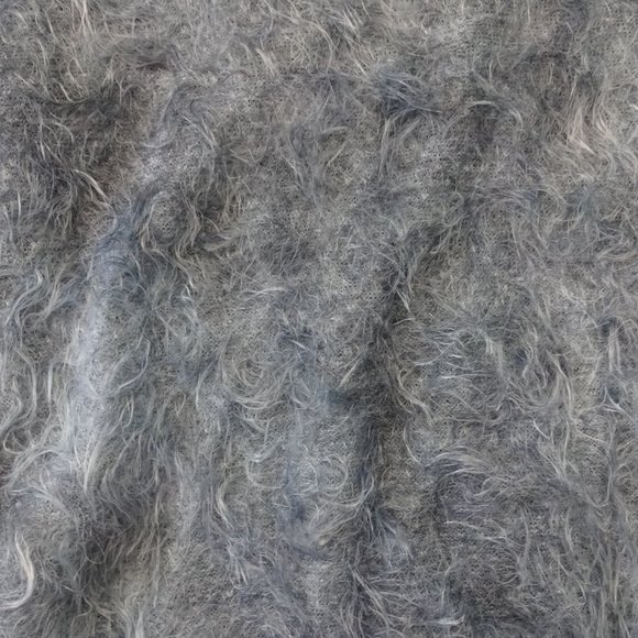 French Boutique Blue textured sweater, V-neck bell sleeve pointed hem M - Picture 3 of 10